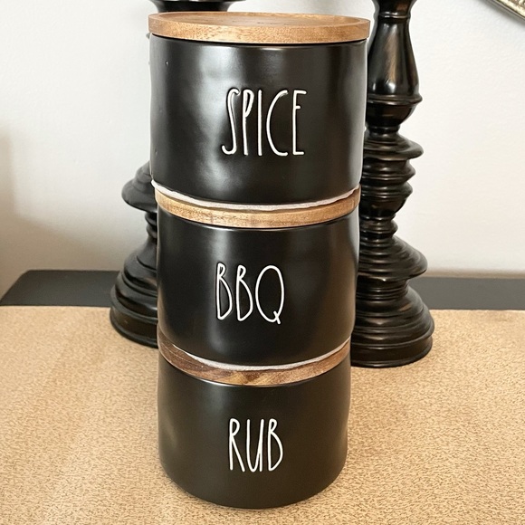 🆕Rae Dunn SPICE, BBQ, RUB Stackable Ceramic Jars - Picture 2 of 6